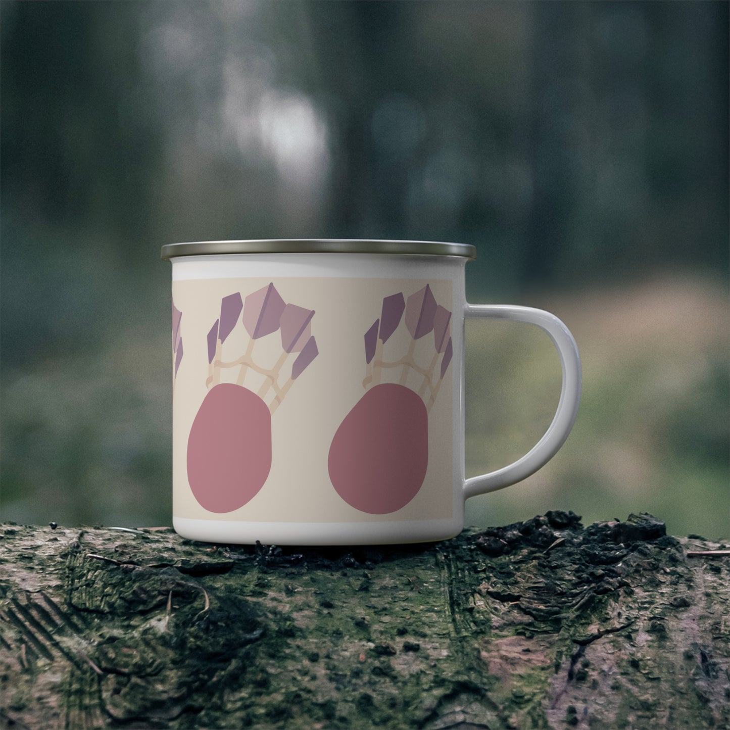 Cozy KC Enamel Camping Mug with Unique Design, Adventure Mug, Outdoor Coffee Cup, Camping Gift, Nature Lover's Mug
