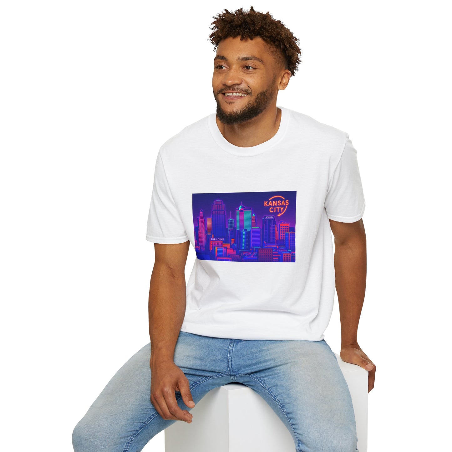 Kansas City Neon Skyline T-Shirt, Unisex Tee
